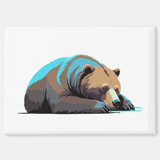 Beer Schattig Leuk Dier Slapen Ontspannen Rustig Magneet (Voorkant)