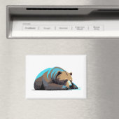 Beer Schattig Leuk Dier Slapen Ontspannen Rustig Magneet (Insitu (Vaatwasser))