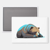 Beer Schattig Leuk Dier Slapen Ontspannen Rustig Magneet (Voorkant / Achterkant)