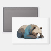 Beer Schattig Leuk Dier Slapen Ontspannen Rustig Magneet (Voorkant / Achterkant)