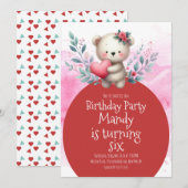 Beer Schattige hart knuffelen Waterverf Verjaardag Kaart (Voorkant / Achterkant)