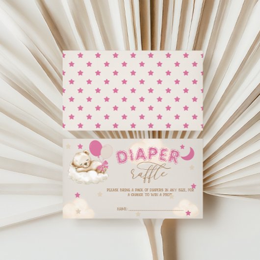 Beer Schattigee Ballonnen Blush Roze Luier Raffle Informatiekaartje