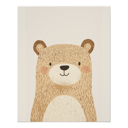 Beer Schattigee Kwekerij Poster, Dierlijke Baby Ro Perfect Poster (Voorkant)