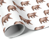 Beer schattigheid: Waterverf dierpatroon Cadeaupapier (Rol Hoek)