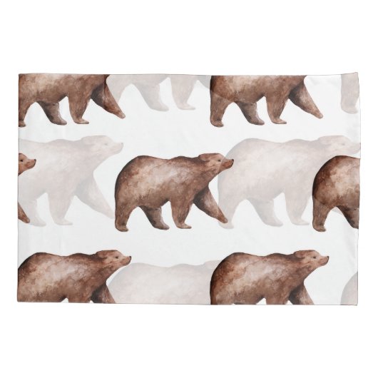 Beer schattigheid: Waterverf dierpatroon Kussensloop (Achterkant)