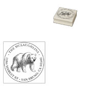 Beer schets | Ronde familienaam & retouradres Rubberstempel (Gestempeld)