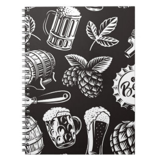 Beer seamless pattern in vintage styleart, backgro notitieboek