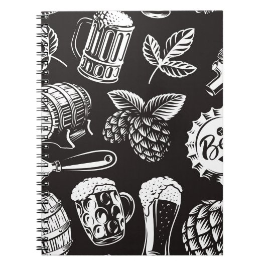 Beer seamless pattern in vintage styleart, backgro notitieboek (Voorkant)