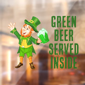 Beer Served Inside St Patrick's Day Leprechaun Raamsticker (Vel 2)