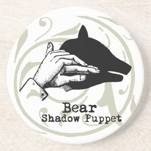 Beer Shadow Puppet Hand  Zandsteen Onderzetter (Voorkant)