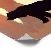 Beer Silhouet in Bos Nursery Muurkunst Poster (Hoek)