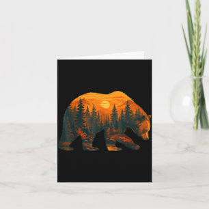 Beer silhouet met boslandschap en zonsondergang  kaart
