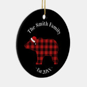 Beer Silhouette Buffalo Plaid Familievakantie Keramisch Ornament (Rechts)