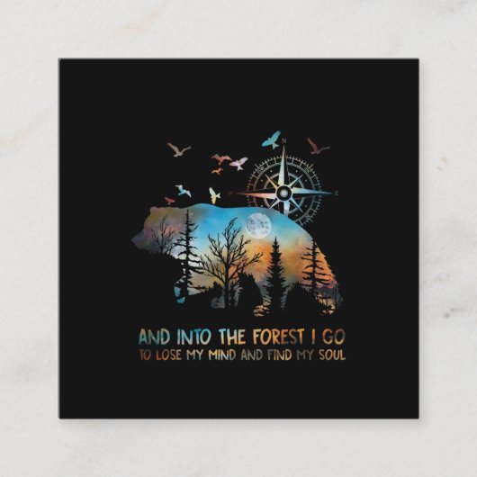 Beer Silhouette Forest for Beer and Natuur Lovers Vierkante Visitekaartje (Voorkant)