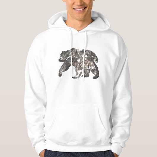 Beer Silhouette met bomen, wilde Natuur Hoodie (Voorkant)
