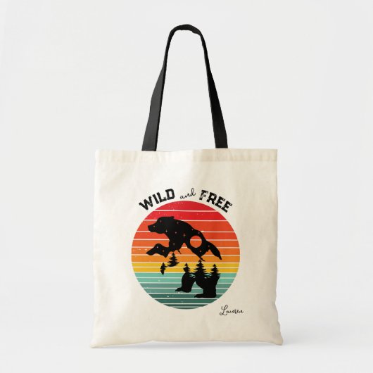 Beer Silhouette Stripe Retro Wild vrij Tote Bag (Voorkant)