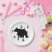 Beer Silhouette Trees Wilderness Mountain Papieren Bordje (Feest)