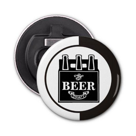 BEER - Six Pack flessen Button Flesopener (Voorkant)