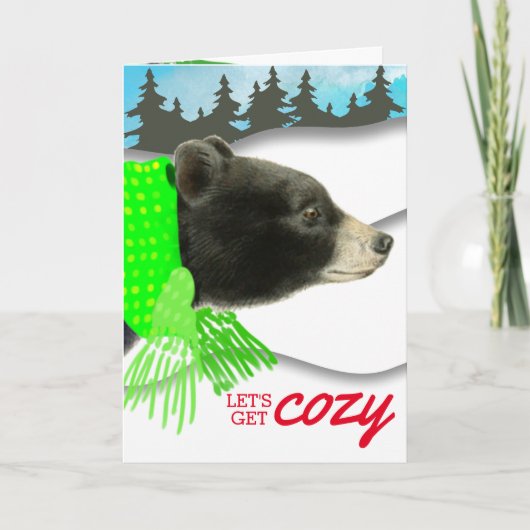 Beer sjaal breien handgemaakte kersthaak feestdagen kaart (Voorkant)