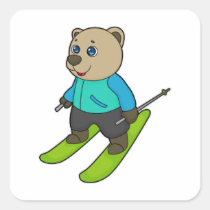Beer Skier Ski Vierkante Sticker