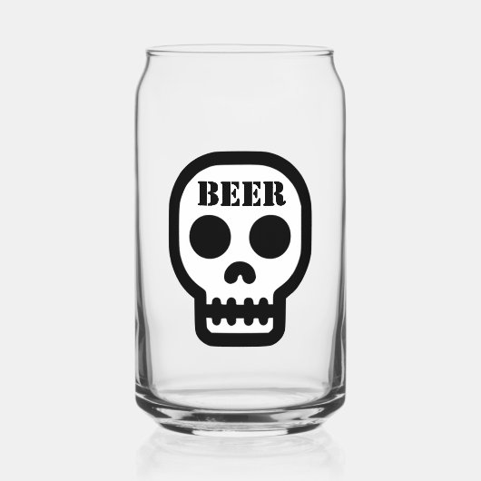 Beer™ Skull Glass (Design on Front Only) Blikvorm Glas (Voorkant)