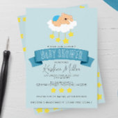 Beer Slapen op Clouds Baby shower Uitnodiging