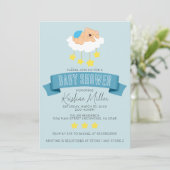Beer Slapen op Clouds Baby shower Uitnodiging (Staand voorkant)