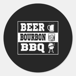 Beer Smoke Grill Pork Byrbeque Bourbon BBQ voor He Ronde Sticker