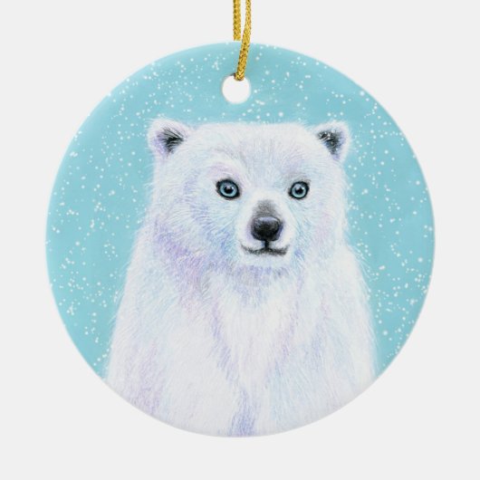 Beer sneeuwblauw keramisch ornament (Voorkant)