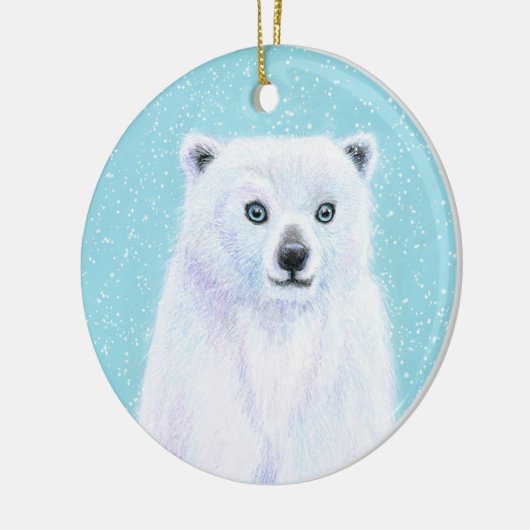 Beer sneeuwblauw keramisch ornament (Links)