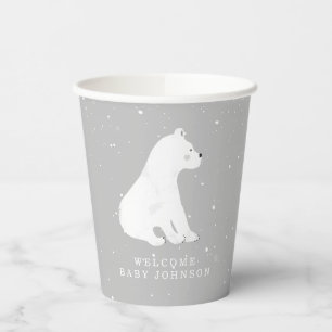 Beer sneeuwgrijs neutraal Baby shower Papieren Bekers