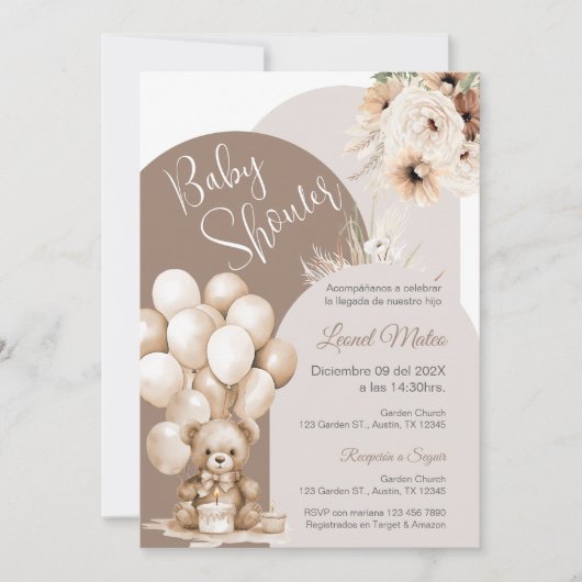 Beer Spaans Baby shower Jongen uitnodiging (Voorkant)