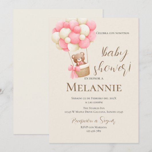 Beer Spaans Baby shower uitnodiging (Voorkant / Achterkant)