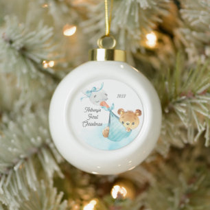 Beer Special Delivery Baby's Eerste Kerst  Keramische Bal Ornament