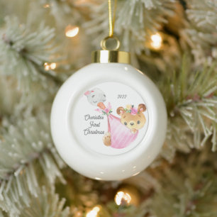 Beer Special Delivery Baby's Eerste Kerstmis   Keramische Bal Ornament
