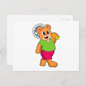 Beer speelt tennis met tennisracket briefkaart (Voorkant / Achterkant)