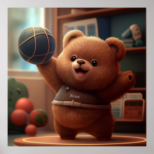 Beer spelen Basketball Art op maat Poster (Voorkant)