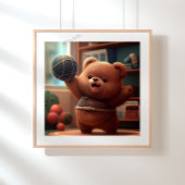 Beer spelen Basketball Art op maat Poster