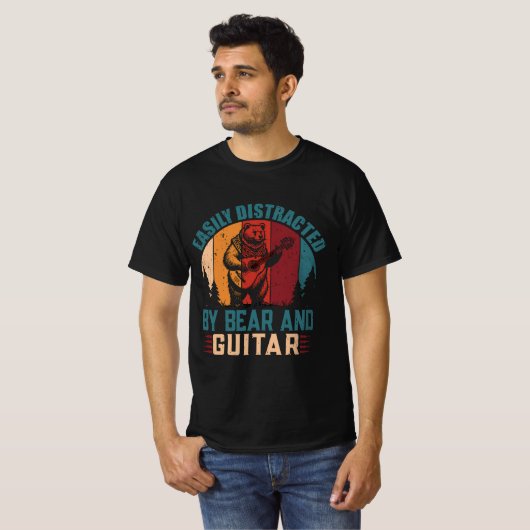 Beer Spelen Bass Retro Gitaar Beer Gitarist T-shir T-shirt (Voorkant volledig)