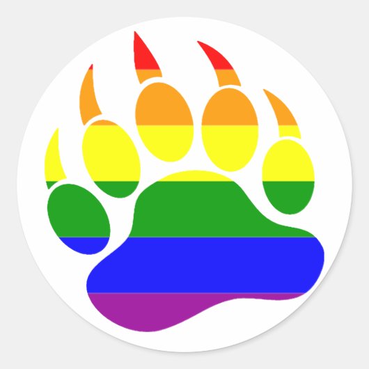 BEER SPIEGEL/KLAUW RAINBOW VLAG ROND STICKER (Voorkant)