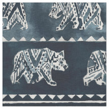 BEER SPIRIT Indigo Boho Tribal Pattern Fabric