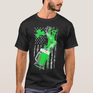 Beer Splash St Patrick's Day Shamrock Clover Ameri T-shirt