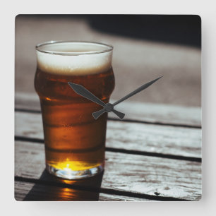 Beer - Square Wall Clock Vierkante Klok