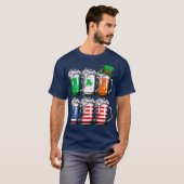Beer St Patricks Day Mannen Irish American Flag Mo T-shirt (Voorkant volledig)