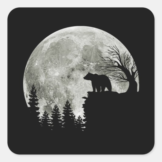 Beer Stand op Mountain Spooky Halloween Moon Vierkante Sticker (Voorkant)