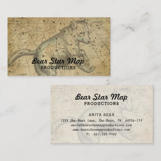 Beer Star Map Constellation Ursa Major Tan Visitekaartje (Voorkant / Achterkant)