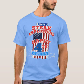 Beer, Steak, Explosies Fijne 4 juli Patrioti T-shirt