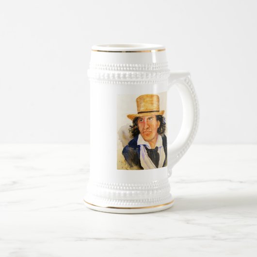 Beer Stein met het Man in het Pet Bierpul (Voorkant rechts)