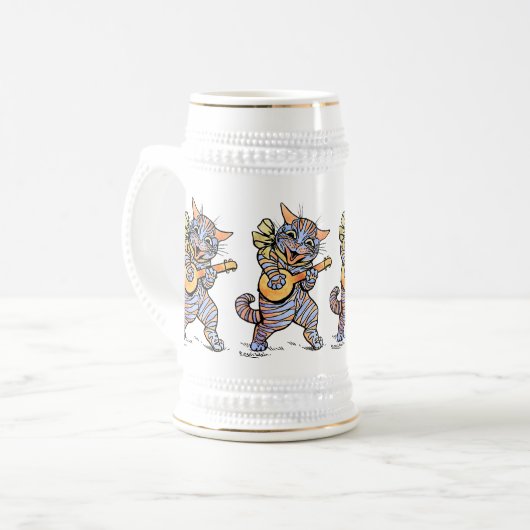 Beer Stein: Musical Cats van Louis Wain Bierpul (Voorkant links)