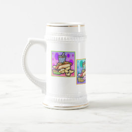 Beer, Stein - Pop Art Hot Dog met chips en een Dri Bierpul